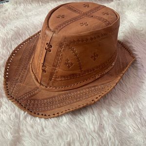 Leather cowboy hat / steam punk leather hat